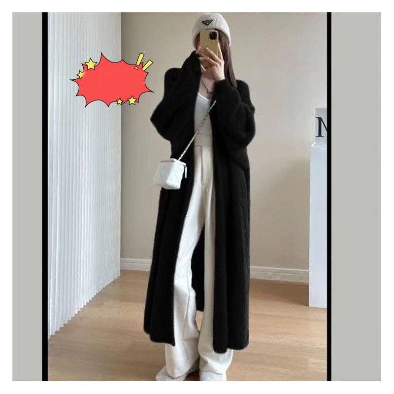 Solid Color Long Sleeve Thickened Imitation Mink Fur Casual Loose Cardigan Outerwear
