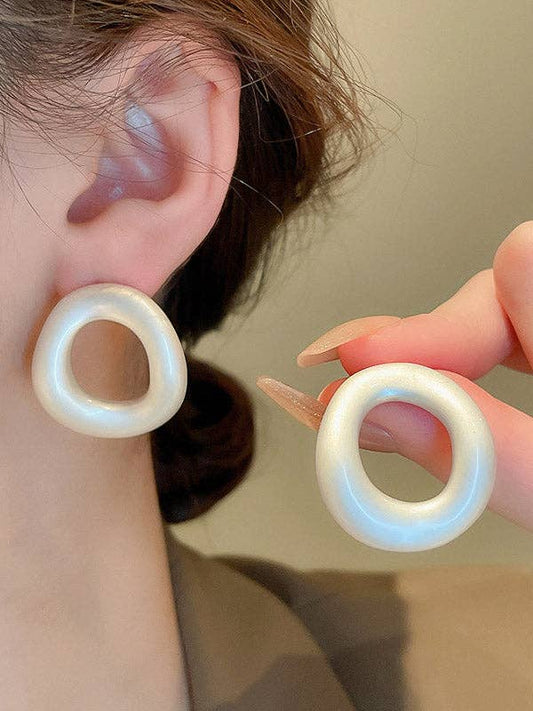 Normcore Geometric Hollow Solid Color Earrings Accessories