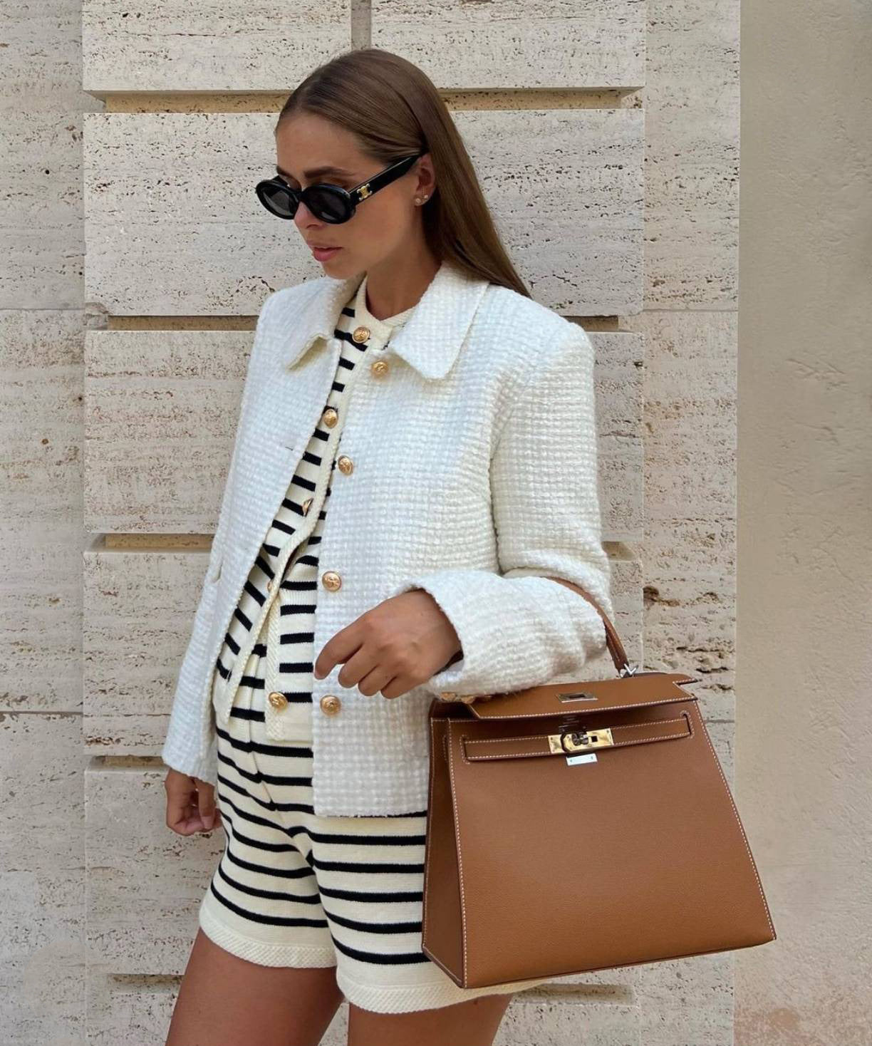 Striped Round Neck Knitted Cardigan Casual Sweater