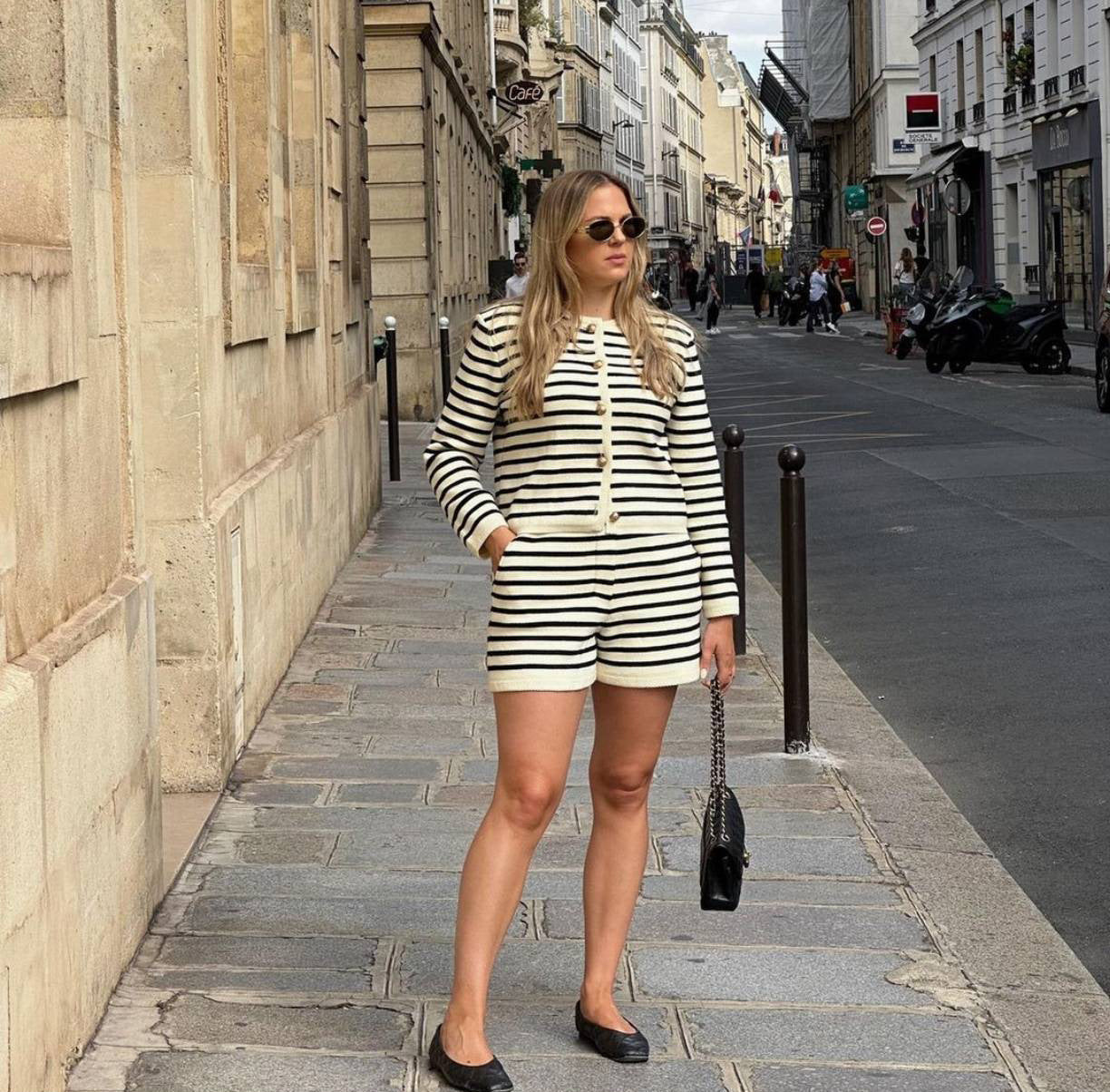 Striped Round Neck Knitted Cardigan Casual Sweater
